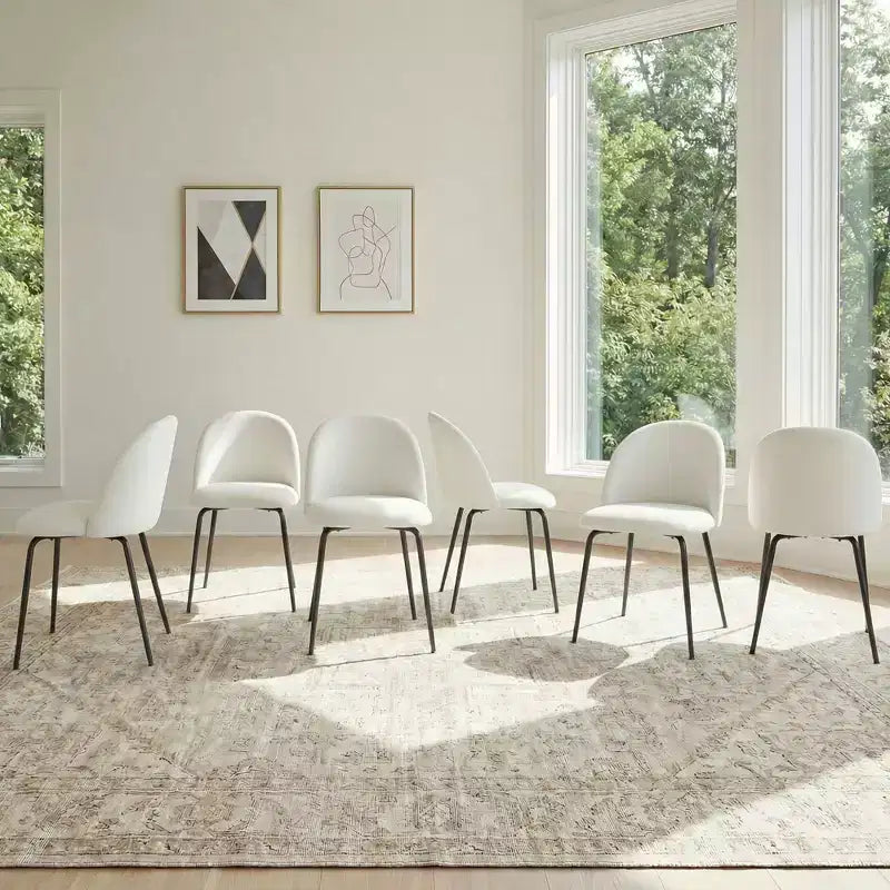 2 sedie imbottite per sala da pranzo, moderne sedie laterali senza braccioli in tessuto di lino con gambe in metallo, sedie d'accento con schienale ergonomico per sala da pranzo e soggiorno