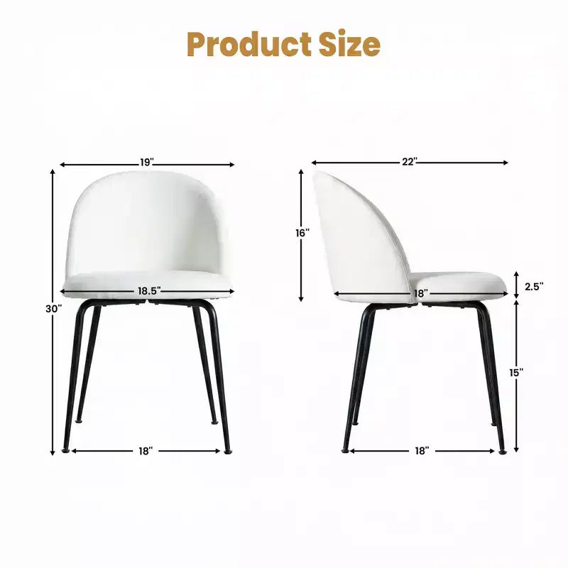 2 sedie imbottite per sala da pranzo, moderne sedie laterali senza braccioli in tessuto di lino con gambe in metallo, sedie d'accento con schienale ergonomico per sala da pranzo e soggiorno
