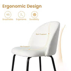 2 sedie imbottite per sala da pranzo, moderne sedie laterali senza braccioli in tessuto di lino con gambe in metallo, sedie d'accento con schienale ergonomico per sala da pranzo e soggiorno