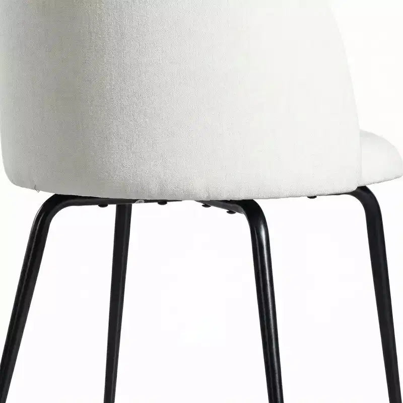 2 sedie imbottite per sala da pranzo, moderne sedie laterali senza braccioli in tessuto di lino con gambe in metallo, sedie d'accento con schienale ergonomico per sala da pranzo e soggiorno