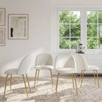 2 sedie imbottite per sala da pranzo, moderne sedie laterali senza braccioli in tessuto di lino con gambe in metallo, sedie d'accento con schienale ergonomico per sala da pranzo e soggiorno
