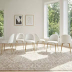 2 sedie imbottite per sala da pranzo, moderne sedie laterali senza braccioli in tessuto di lino con gambe in metallo, sedie d'accento con schienale ergonomico per sala da pranzo e soggiorno