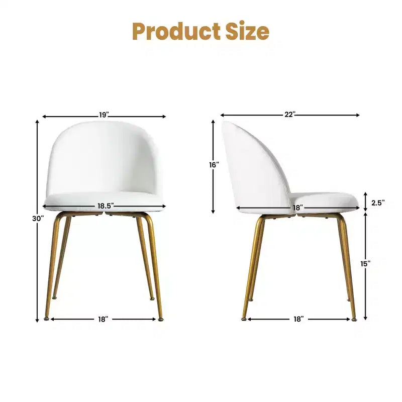 2 sedie imbottite per sala da pranzo, moderne sedie laterali senza braccioli in tessuto di lino con gambe in metallo, sedie d'accento con schienale ergonomico per sala da pranzo e soggiorno