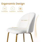 2 sedie imbottite per sala da pranzo, moderne sedie laterali senza braccioli in tessuto di lino con gambe in metallo, sedie d'accento con schienale ergonomico per sala da pranzo e soggiorno