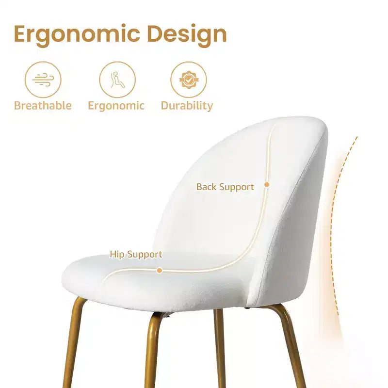 2 sedie imbottite per sala da pranzo, moderne sedie laterali senza braccioli in tessuto di lino con gambe in metallo, sedie d'accento con schienale ergonomico per sala da pranzo e soggiorno