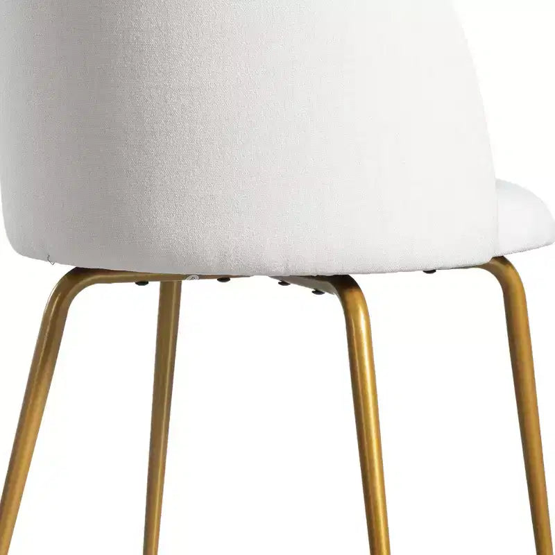 2 sedie imbottite per sala da pranzo, moderne sedie laterali senza braccioli in tessuto di lino con gambe in metallo, sedie d'accento con schienale ergonomico per sala da pranzo e soggiorno