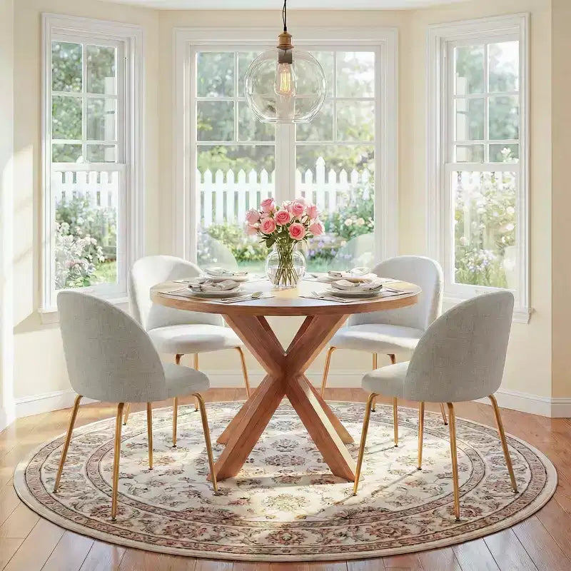 2 sedie imbottite per sala da pranzo, moderne sedie laterali senza braccioli in tessuto di lino con gambe in metallo, sedie d'accento con schienale ergonomico per sala da pranzo e soggiorno