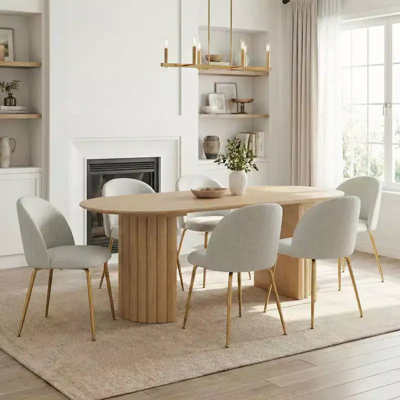 2 sedie imbottite per sala da pranzo, moderne sedie laterali senza braccioli in tessuto di lino con gambe in metallo, sedie d'accento con schienale ergonomico per sala da pranzo e soggiorno