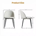 2 sedie imbottite per sala da pranzo, moderne sedie laterali senza braccioli in tessuto di lino con gambe in metallo, sedie d'accento con schienale ergonomico per sala da pranzo e soggiorno
