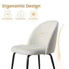 2 sedie imbottite per sala da pranzo, moderne sedie laterali senza braccioli in tessuto di lino con gambe in metallo, sedie d'accento con schienale ergonomico per sala da pranzo e soggiorno