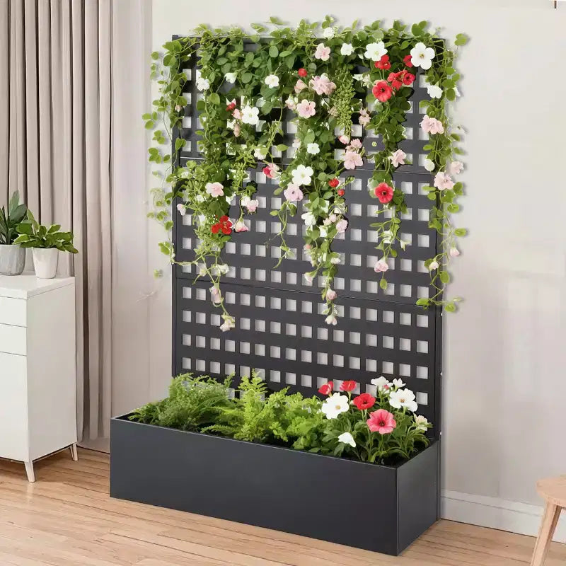 Aiuola rialzata con traliccio, fioriera verticale da esterno in acciaio, rialzata per verdure erbe fiori