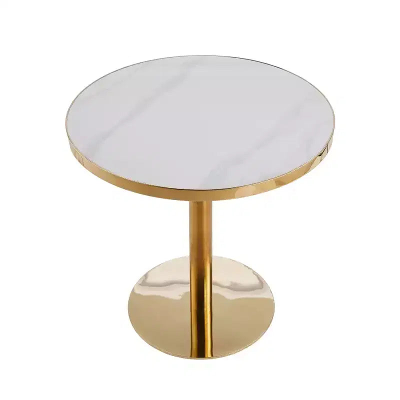 Tavolo da bistrò a piedistallo rotondo da 32" in finto marmo e oro – Tavolo da pranzo moderno Tulip per cucina, soggiorno e caffetteria