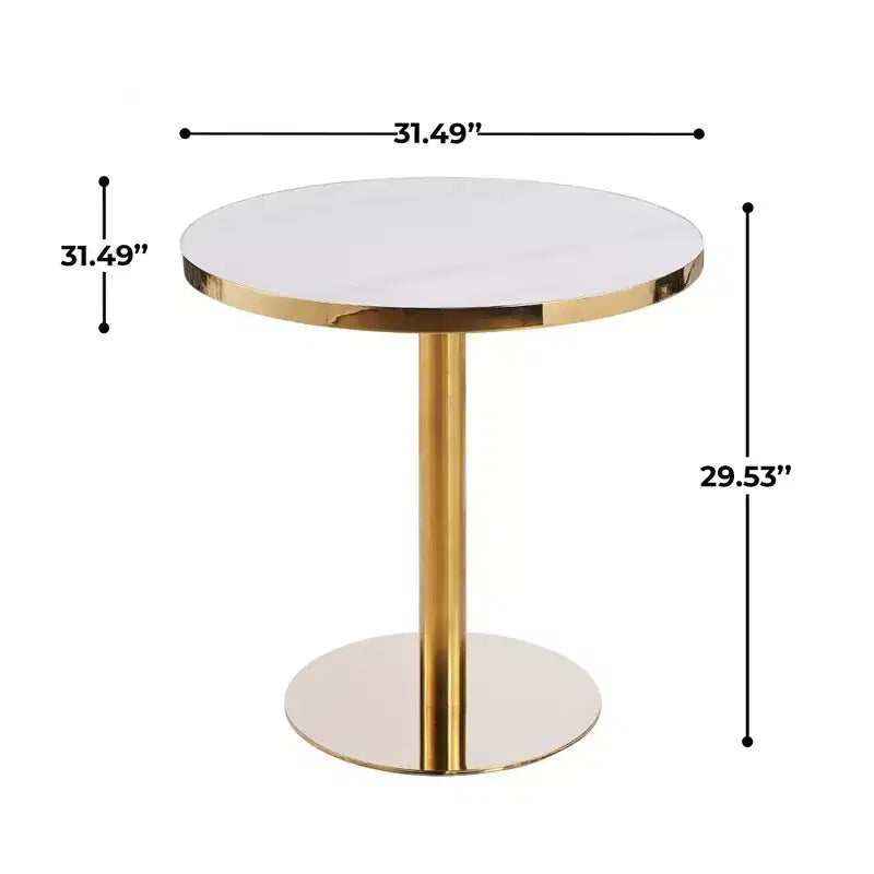 Tavolo da bistrò a piedistallo rotondo da 32" in finto marmo e oro – Tavolo da pranzo moderno Tulip per cucina, soggiorno e caffetteria