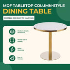 Tavolo da bistrò a piedistallo rotondo da 32" in finto marmo e oro – Tavolo da pranzo moderno Tulip per cucina, soggiorno e caffetteria