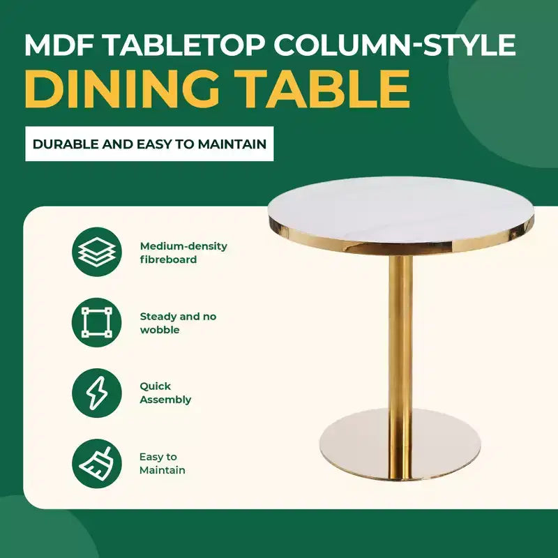 Tavolo da bistrò a piedistallo rotondo da 32" in finto marmo e oro – Tavolo da pranzo moderno Tulip per cucina, soggiorno e caffetteria