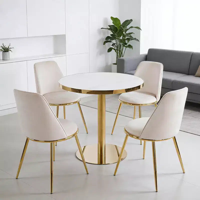 Tavolo da bistrò a piedistallo rotondo da 32" in finto marmo e oro – Tavolo da pranzo moderno Tulip per cucina, soggiorno e caffetteria