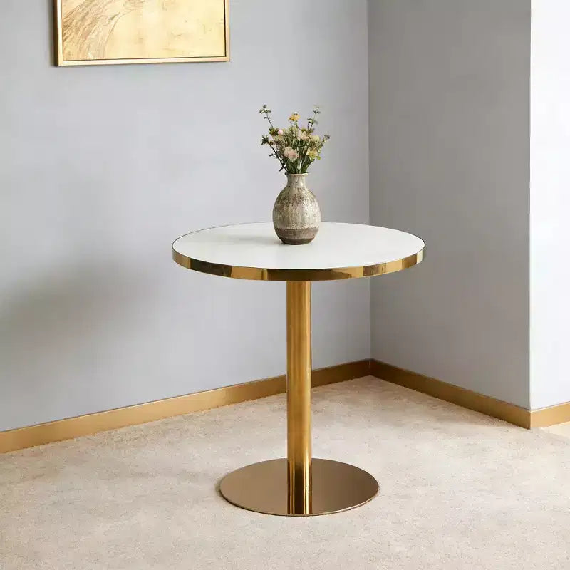 Tavolo da bistrò a piedistallo rotondo da 32" in finto marmo e oro – Tavolo da pranzo moderno Tulip per cucina, soggiorno e caffetteria