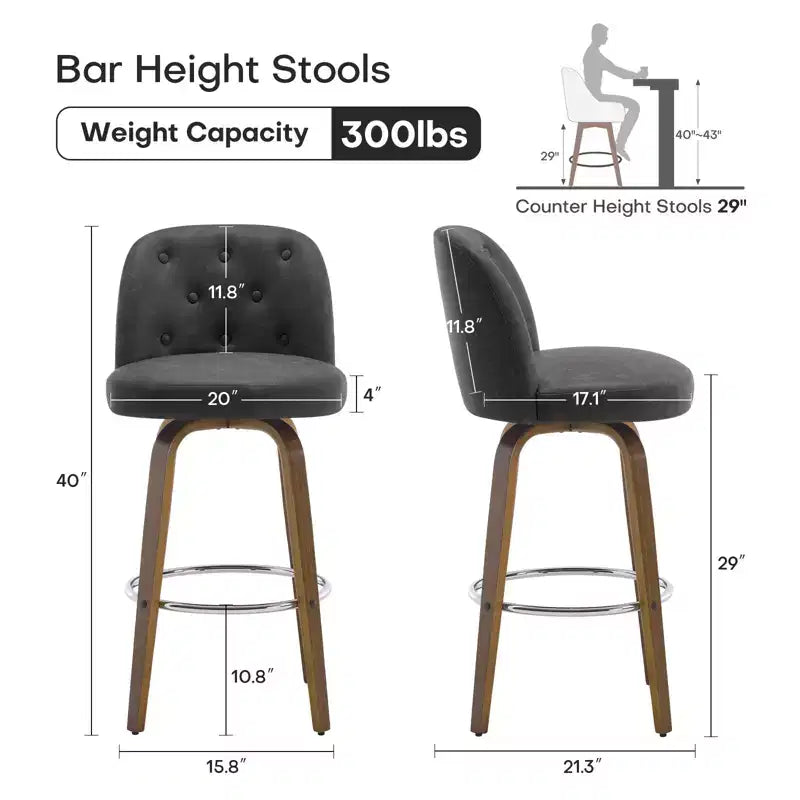 Sgabello da Bar Girevole da 74 cm con Design Moderno di Metà Secolo e Sedile in Similpelle