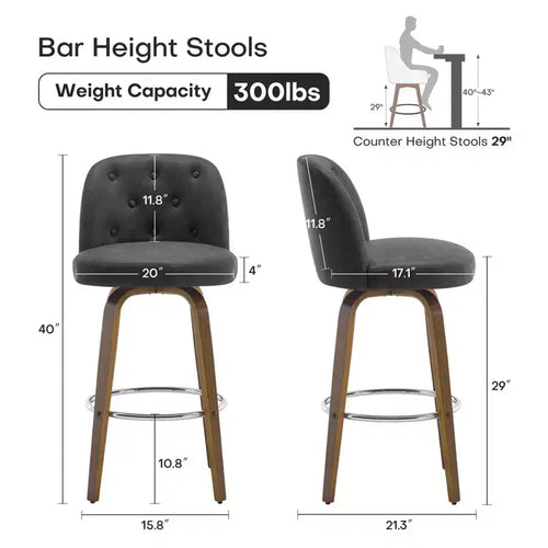 Sgabello da Bar Girevole da 74 cm con Design Moderno di Metà Secolo e Sedile in Similpelle