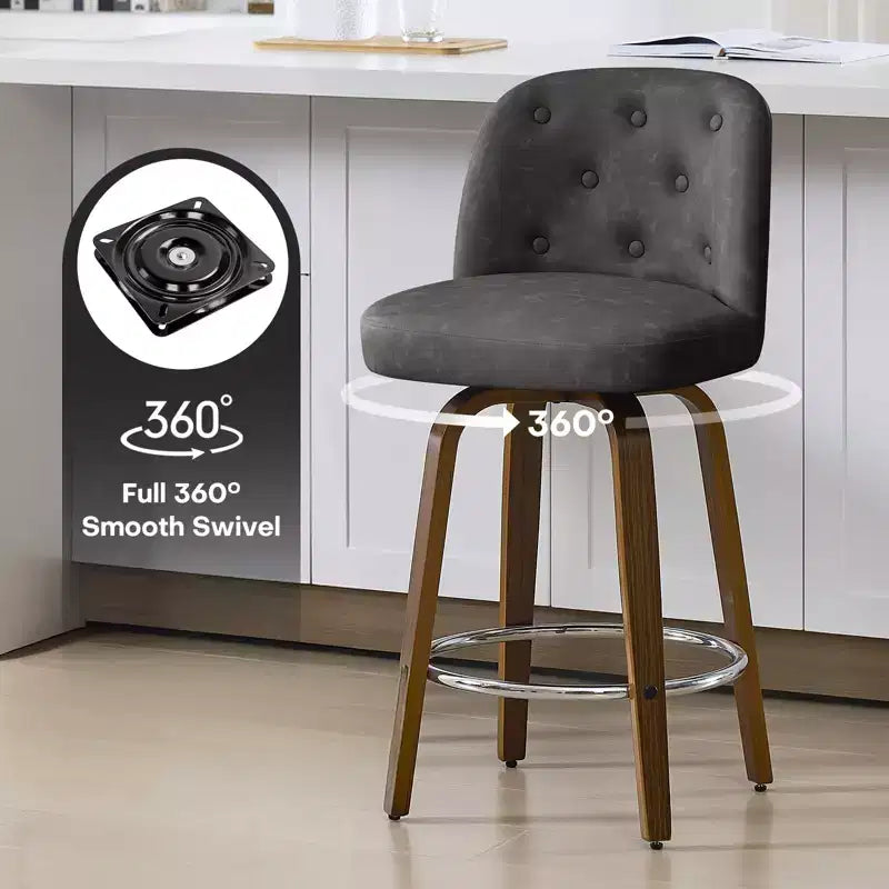 Sgabello da Bar Girevole da 74 cm con Design Moderno di Metà Secolo e Sedile in Similpelle