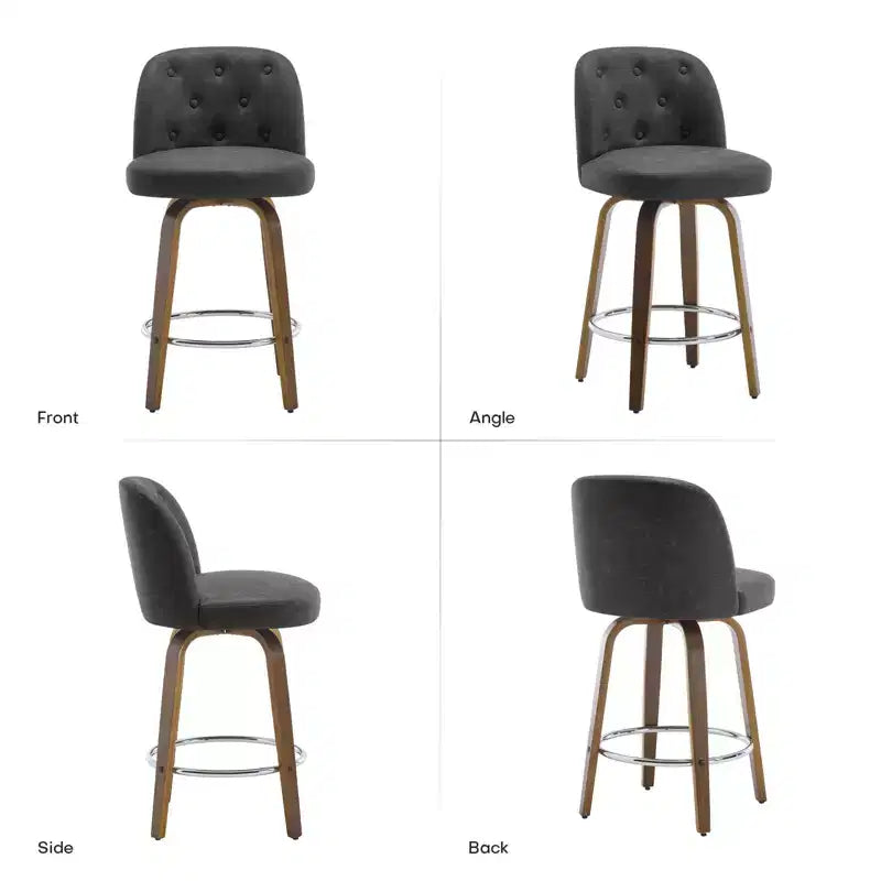 Sgabello da Bar Girevole da 74 cm con Design Moderno di Metà Secolo e Sedile in Similpelle