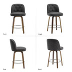 Sgabello da Bar Girevole da 74 cm con Design Moderno di Metà Secolo e Sedile in Similpelle