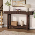 Farmhouse Fluted Console Table, 2 Tier Wooden Entryway Table with Shelf Storage, Entry Table Foyer Hallway Table for Entrance, Hallway, Living Room