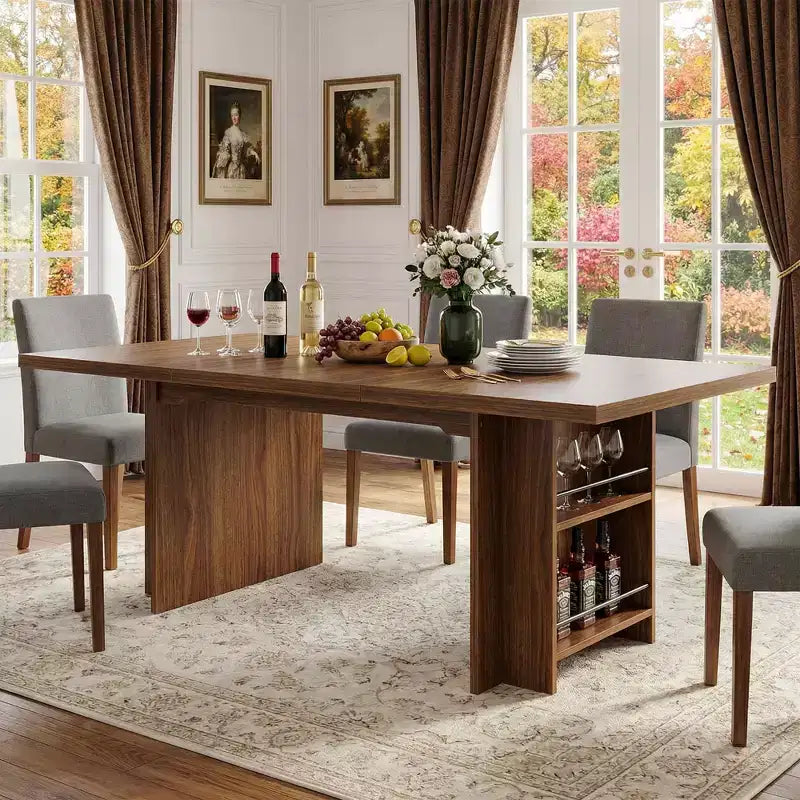Tavolo da pranzo da 160 cm in stile rustico per 6-8 persone – Marrone vintage, piano in MDF resistente all'acqua e ai graffi
