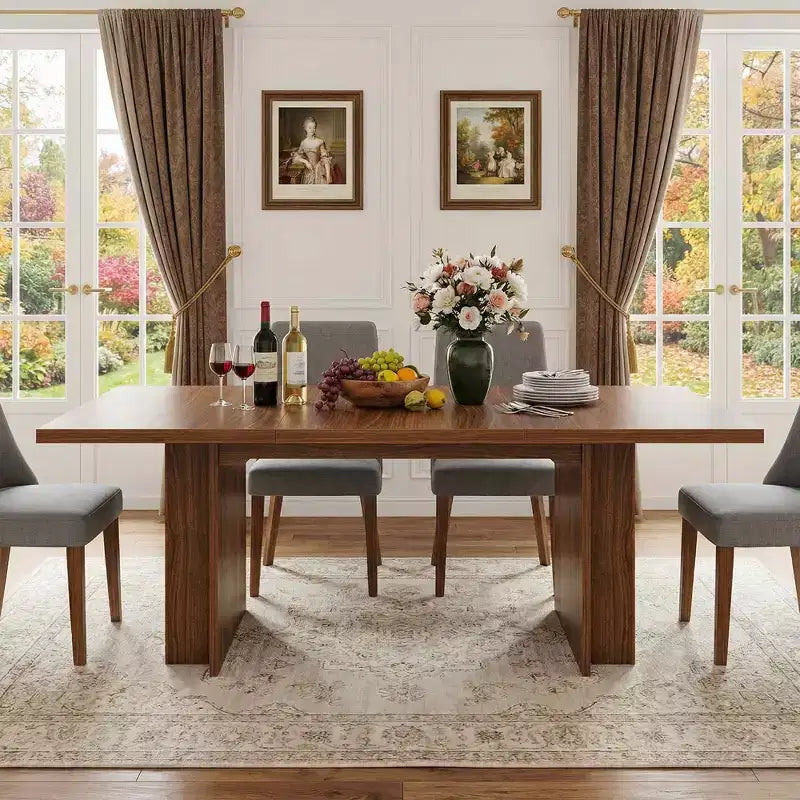Tavolo da pranzo da 160 cm in stile rustico per 6-8 persone – Marrone vintage, piano in MDF resistente all'acqua e ai graffi