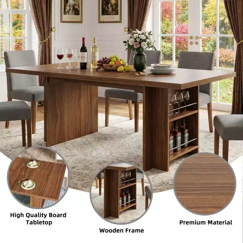 Tavolo da pranzo da 160 cm in stile rustico per 6-8 persone – Marrone vintage, piano in MDF resistente all'acqua e ai graffi