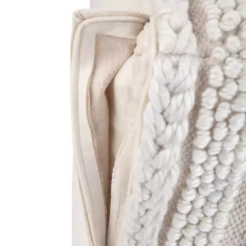 Pouf quadrato artigianale in cotone – Intreccio naturale, 45x45x35 cm, capacità 113 kg, completamente assemblato