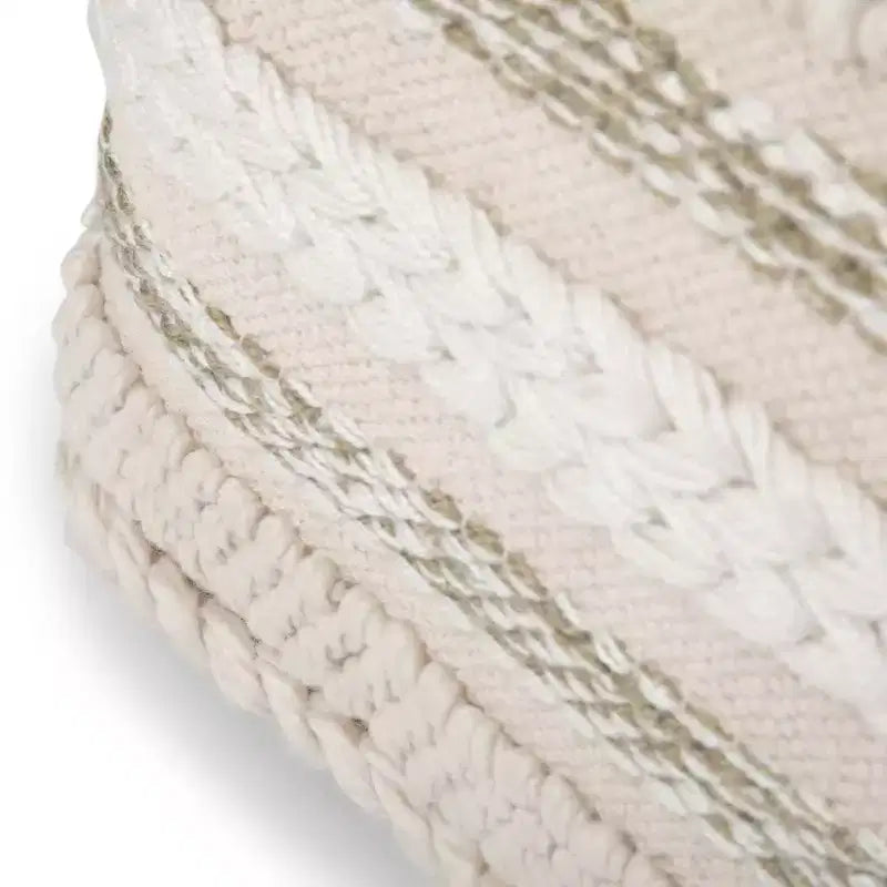Pouf quadrato artigianale in cotone – Intreccio naturale, 45x45x35 cm, capacità 113 kg, completamente assemblato