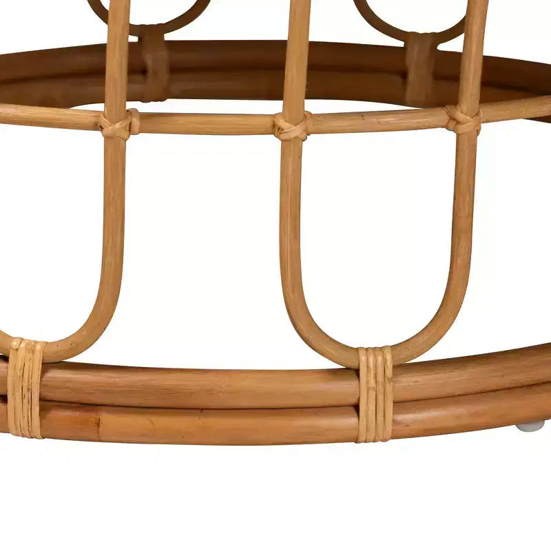 Tavolino Tondo in Rattan Naturale | Soggiorno Moderno Bohémien, 80 cm di Diametro