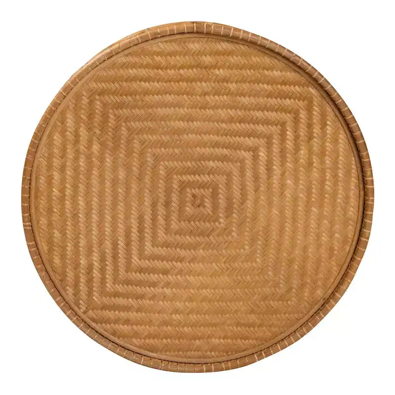 Tavolino Tondo in Rattan Naturale | Soggiorno Moderno Bohémien, 80 cm di Diametro
